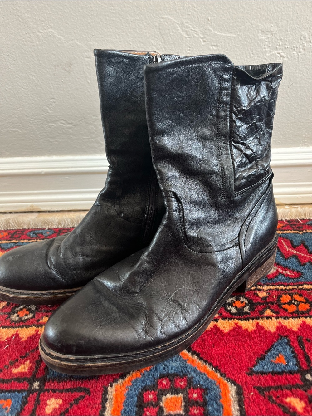 Alberto Fermani Italian Leather Mid-Calf Zip Boots